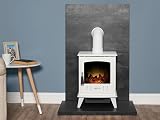 Adam Aviemore Pure White Enamel Corded Electric Stove Heater LED Log Flame view 2