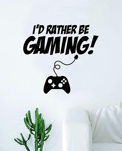 Amazon Com I D Rather Be Gaming Wall Decal Quote Home Room Decor
