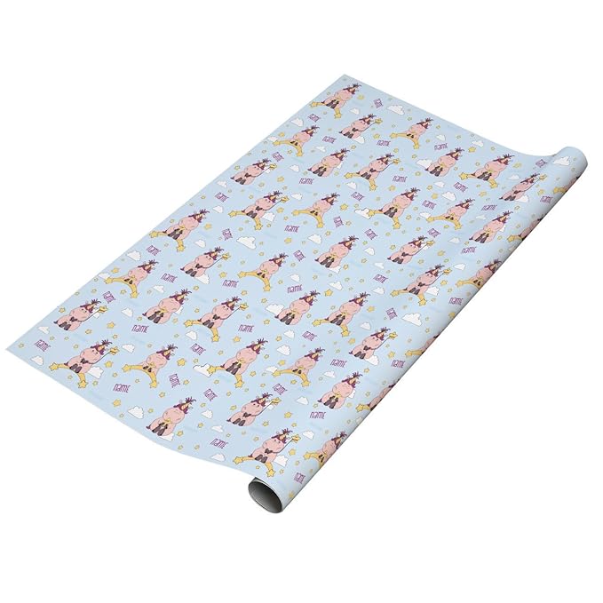 Knuddelhorn® Einhorn Geschenkpapier mit dem Namen des Kindes bedruckt - tolle Verpackung für Einhorn-Fans