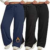 Evervibe 3 Pack Women's Plus Size Lounge Pants Fleece Lined Wide Leg Sweatpants Drawstring Yoga Winter Clothes with Pockets