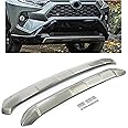 KUAFU Front & Rear Bumper Board Lower Valance Compatible with 2019-2023 Toyota RAV4 RAV-4 Lower Air Dam Deflector Valance Cover Panel Skid Plate Board Guard Protector Silvery 2Pcs