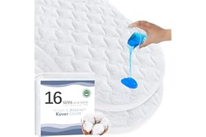 MAGIK & KOVER Bassinet Mattress Pad Cover 30" x 18" - Fits for Halo BassiNest Swivel, Glide, Flex, Luxe & Premiere Series Sleeper, Waterproof Quilted Bassinet Mattress Protector 2 Pack, Cotton Terry Surface