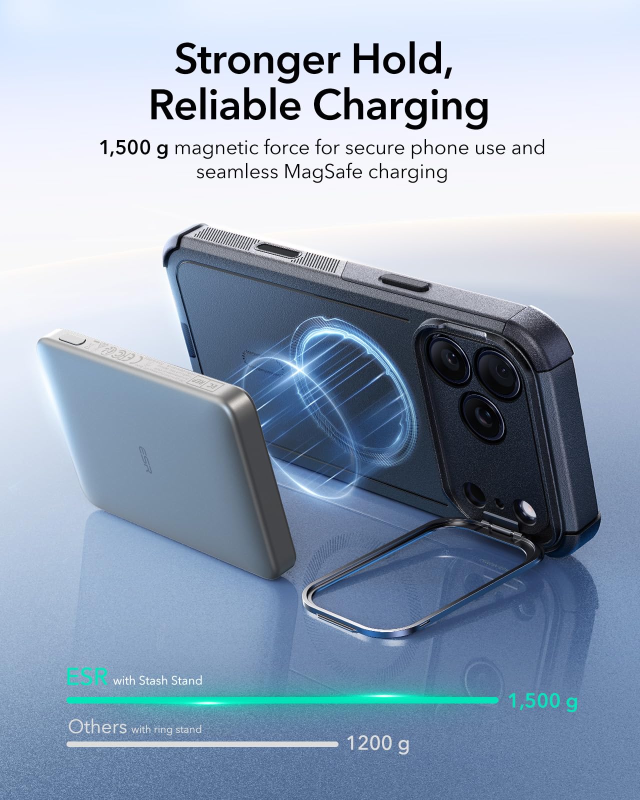 ESR for iPhone 17 Pro Max Case with Stash Stand, 7X Military-Grade Drop Protection with Camera Control, Shock-Absorbing Phone Rugged Cover, Compatible with MagSafe Accessories, Cyber Series, Black