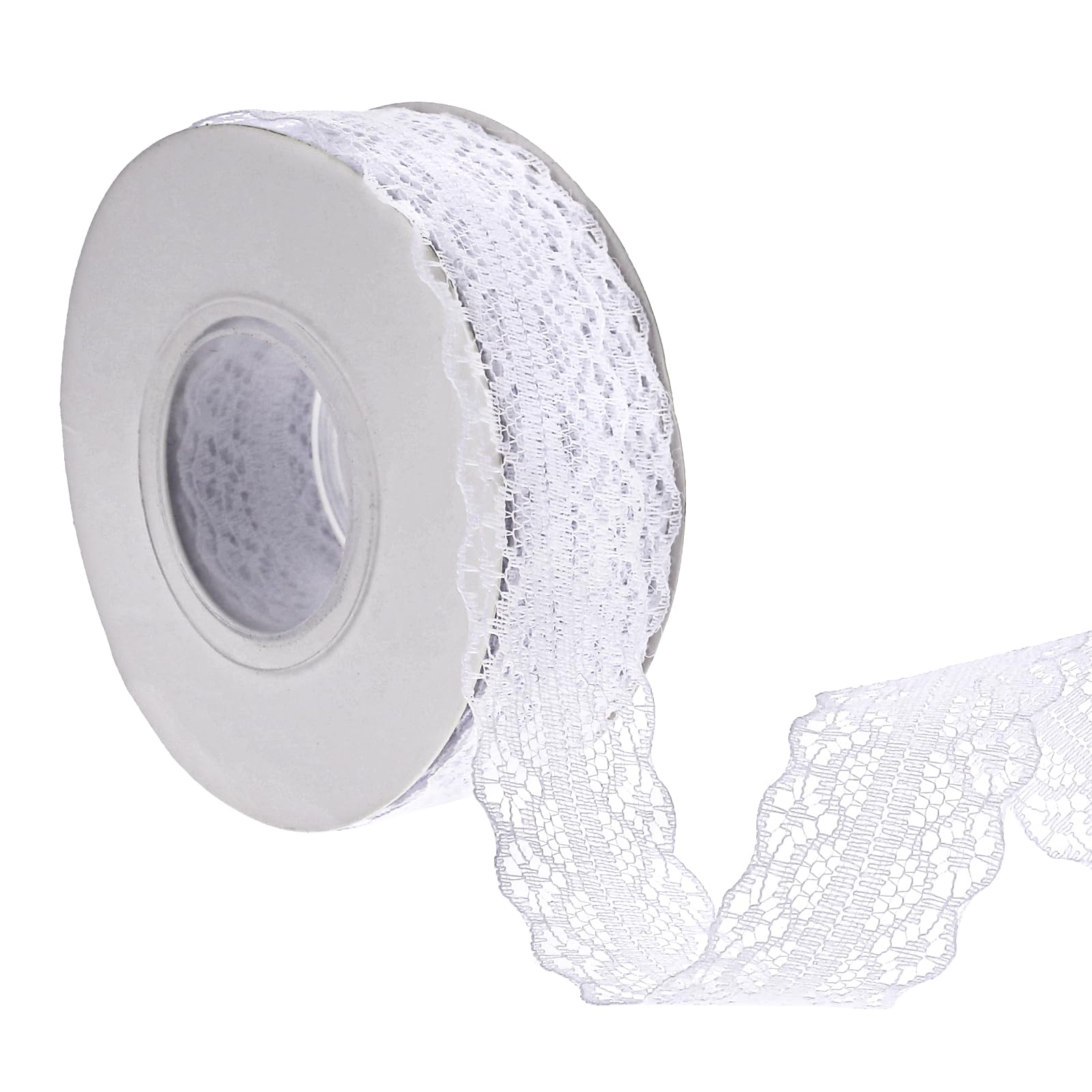 25 Yards White Lace Ribbon 1.2 Inch Wide Floral Lace Trim Ribbons Vintage Pattern Roll Ribbons for Sewing DIY Crafts Party Decorations Scrapbooking Wedding Decor Flower Design