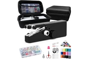 NAUGHTBABY Handheld Sewing Machine, Portable & Cordless Mini Sewing Machine for Beginners - Electric Fast Stitching, DIY Fabric Clothes Repair Kit, Home Travel Mending Machine with Accessories, Black