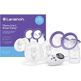 Lansinoh Thrive 2-in-1 Breast Pump, Electric &amp; Hands-Free Wearable Cups | 2 Pumping Modes, 9 Levels Hospital Strength Suction, Quiet, LCD Display, Includes 2 Sets of 6 Ounce Collection Cups