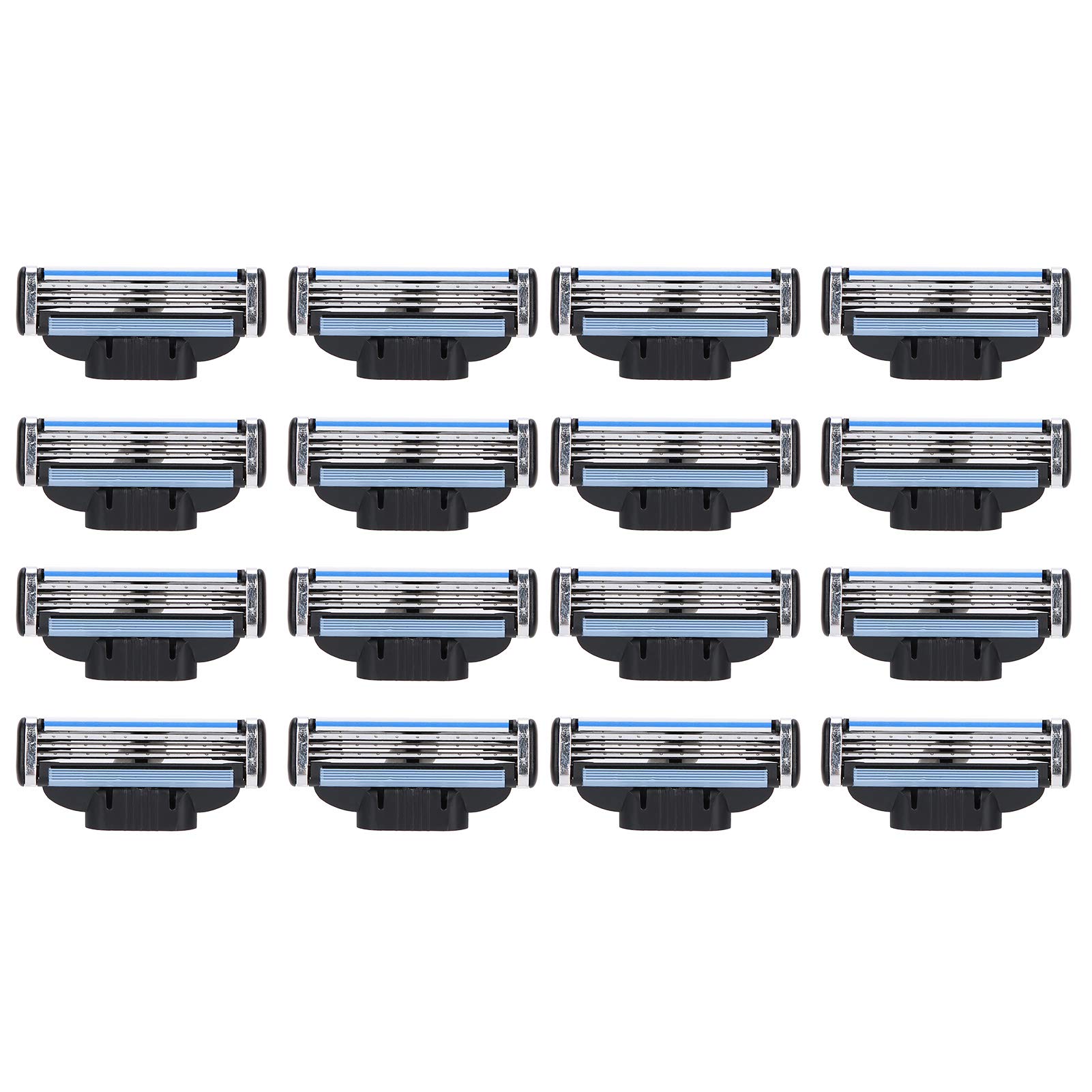 Razor Blade Refills, Manual Shaver Blade, Double Lubrication Strip 16Pcs 3 Layered Professional for Men Home Salon Shop