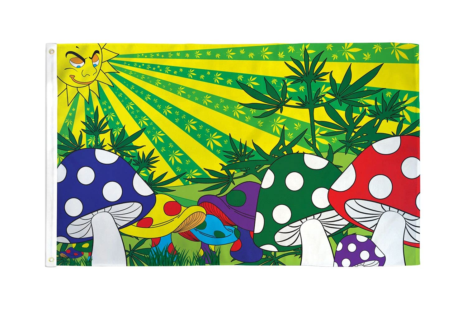 AZ FLAG - Hallucinogenic Mushroom Flag - 3x5 Ft - 100D Polyester Psychoactive Fungus Banner with Two Metal Grommets - Fade Resistant - Vivid Colors - 3' x 5' Feet - 150x90 Cm
