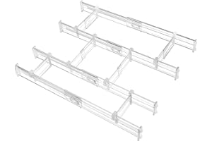 Vtopmart 2.36” Drawer Dividers with Expandable Inserts, 12.8"-22.3" Adjustable Kitchen Drawer Organizer, Clear Plastic Organizer Separator for Flatware, Utensil, Cutlery, 4 Dividers with 6 Inserts