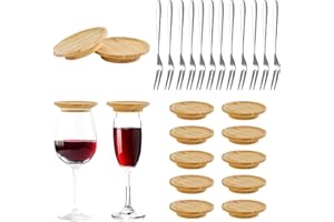 WATUNID 12Pcs Wine Glass Charcuterie Topper, Wine Glas Charcuterie Board Toppe with Fruit Forks Set, Bamboo Beer Glass Topper