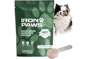 Iron Paws Human-Grade Superfood for Dogs, Premium Greens Powder Supplement for Dental & Teeth Health, Longevity, Hip & Joint,