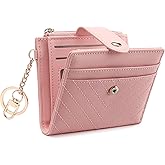 GAEKEAO Slim Wallet for Women, RFID Blocking Credit Card Holder Bifold Wallet with Zipper Coin Pocket, ID Window