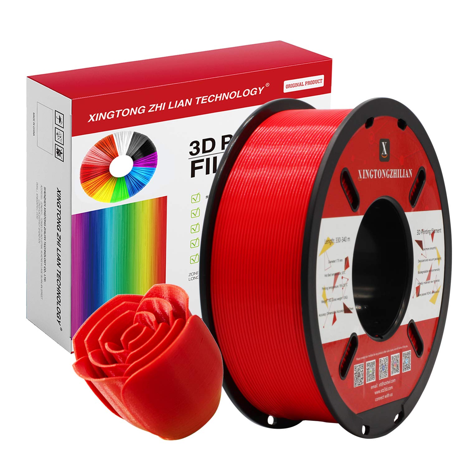 PLA 3D Printer Filament 1.75mm,3D Printing Filament Material Dimensional Accuracy +/- 0.02 mm,1kg/Spool (2.2 LBS) for 3D Printers,Red PLA