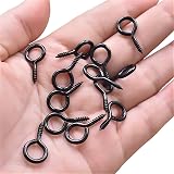 Qrity Pack of 20 Eye Screws 20 mm Ring Screw Hooks Black Q Type view 5