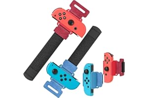 Auarte 2 Pack Wrist Band for Nintendo Switch Dance Games, Adjustable Wrist Strap for Just Dance 2025, 2024, 2023, 2022, 2021, 2020,Unlimited ＆ Zumba, Switch Accessories for Switch/OLED Joycon,Red Blue