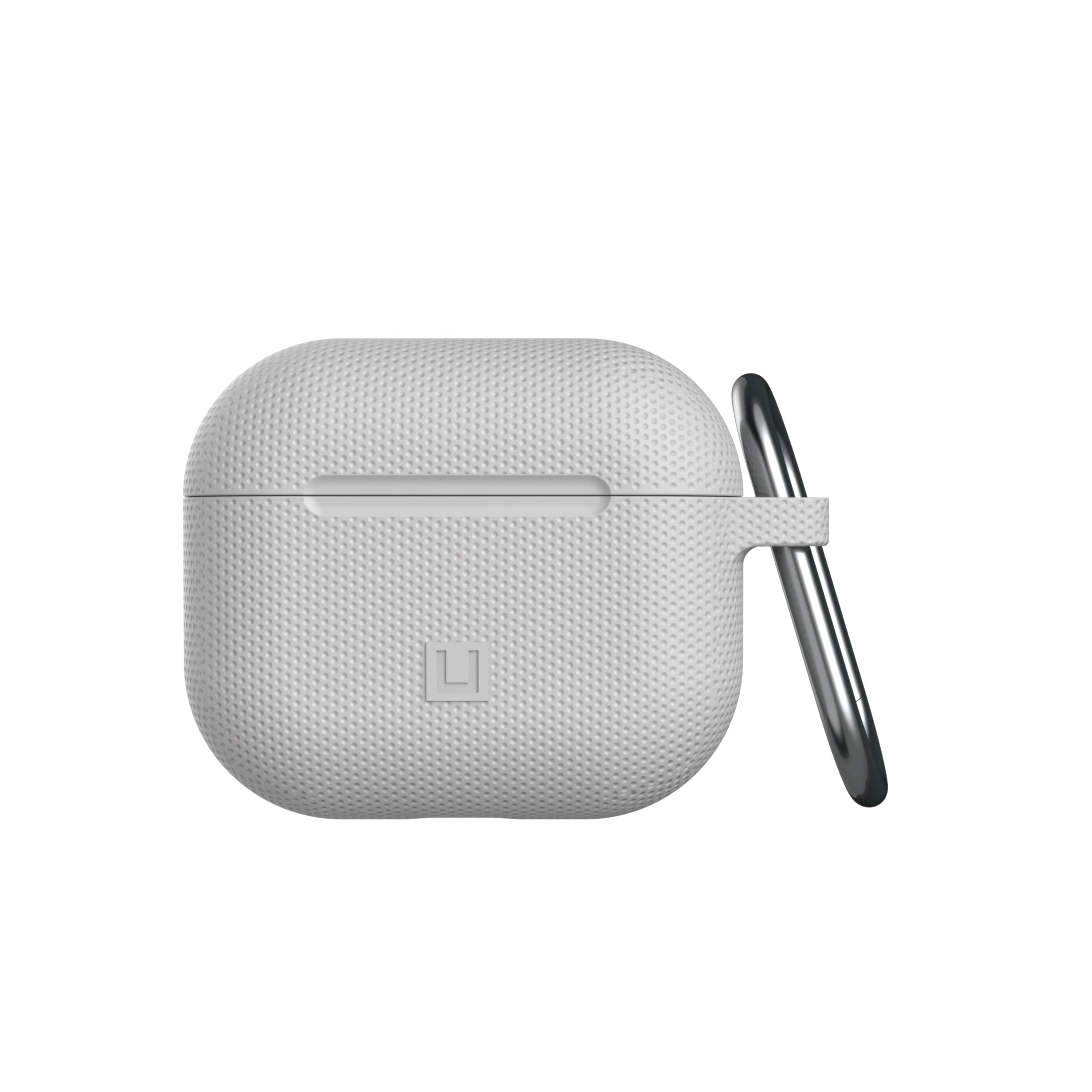 U by UAG [U] Dot Silicone Case for Apple AirPods 2021 Case - [Soft-Touch Silicone, Carabiner Hook, Lightning Connector Cover, Status LED Visible, Wireless Charging Compatible] - Grey