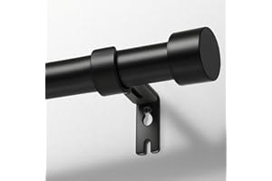 Zeerobee Curtain Rods for Windows 66 to 120, Black Curtain Rod, Adjustable 1 Inch Heavy Duty Outdoor/Indoor Modern Drapery Pole, 32"-120"