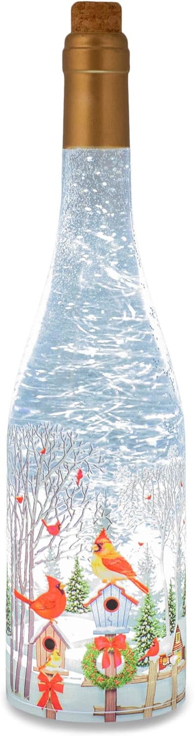 Snow Globes - Christmas by Roman Inc., Swirl Bottle Christmas Cardinal Scene, 11.7