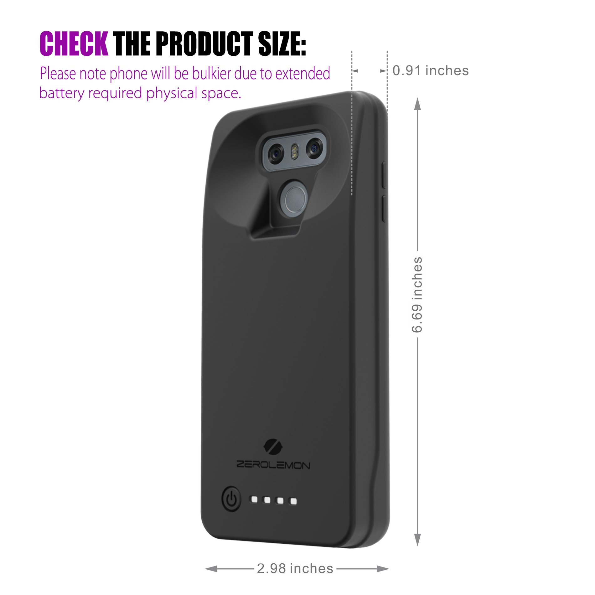 LG G6 Battery Case, ZeroLemon Ultra Power 8000mAh Extended Battery Case Rechargeable Charging