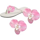 VASANA 2Pcs Light Pink Artificial Orchid Flower Shoe Clips Detachable High Heel Shoes Buckle Sandals Shoe Decoration Charms for DIY Women Summer Bridal Wedding Party