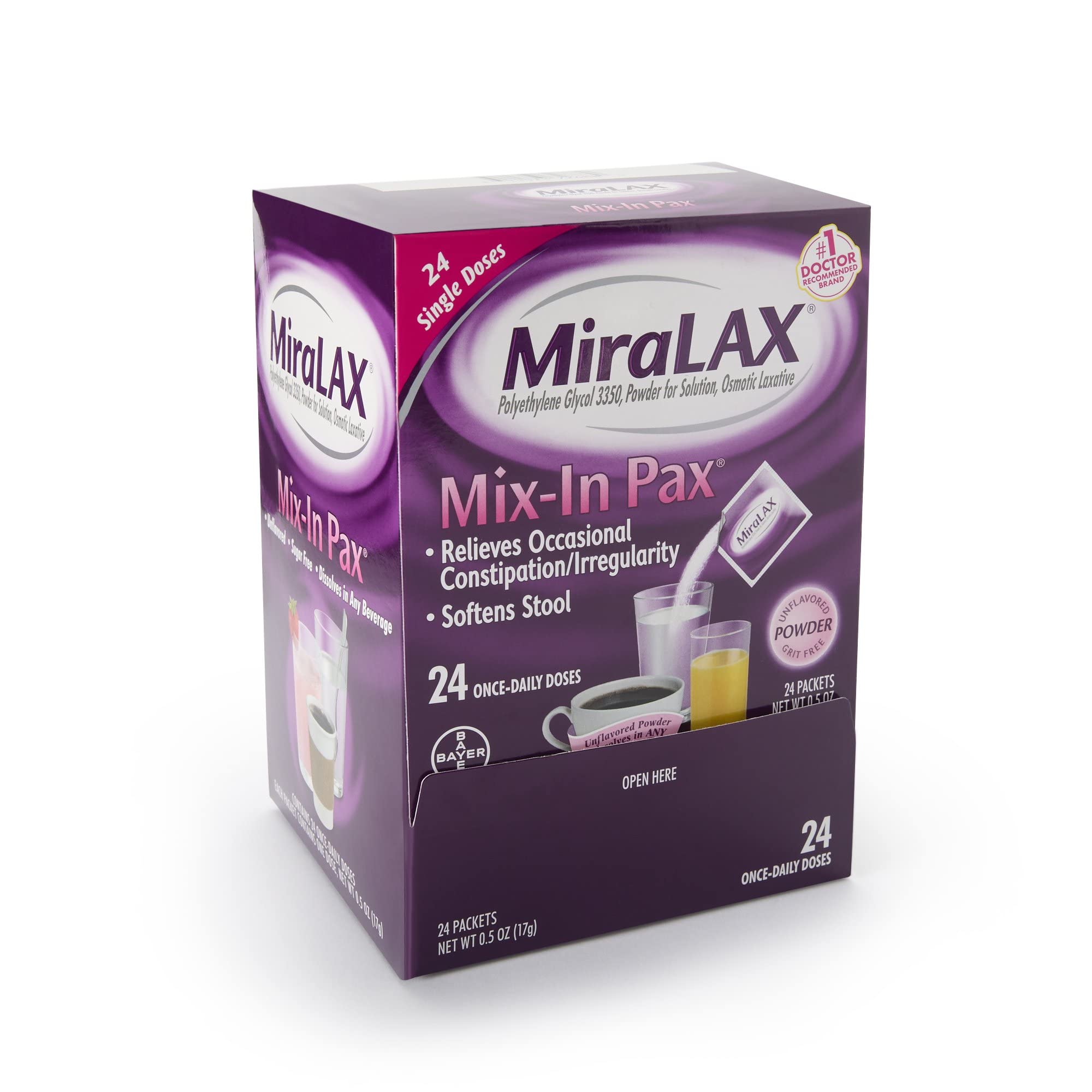 Photo 1 of Miralax Laxative Powder Mix, 24 Packets
