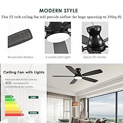 NKPU 52inch Flush Mount Ceiling Fans with Lights