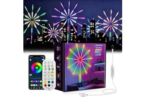 WiFi Bluetooth Smart Fireworks LED Light,Smart Led Sparkler Lights,with Firework Launch Effect Lights Music/Mic Sync Remote &