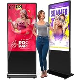 MWE 65 Inch 4K Touchscreen Kiosk, Indoor Floor Standing Digital Signage Displays, Advertising Display LCD Kiosk, Interactive Display Poster Android System with Auto Media Player, HDMI/USB/WIFI,CMS