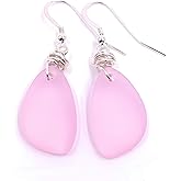 Charming Sweet Heart Pink Blush Recycled Sea Glass Earrings with Handmade Silver Knot on Sterling Silver Hooks, Lovely Gift, by Aimee Tresor Jewelry