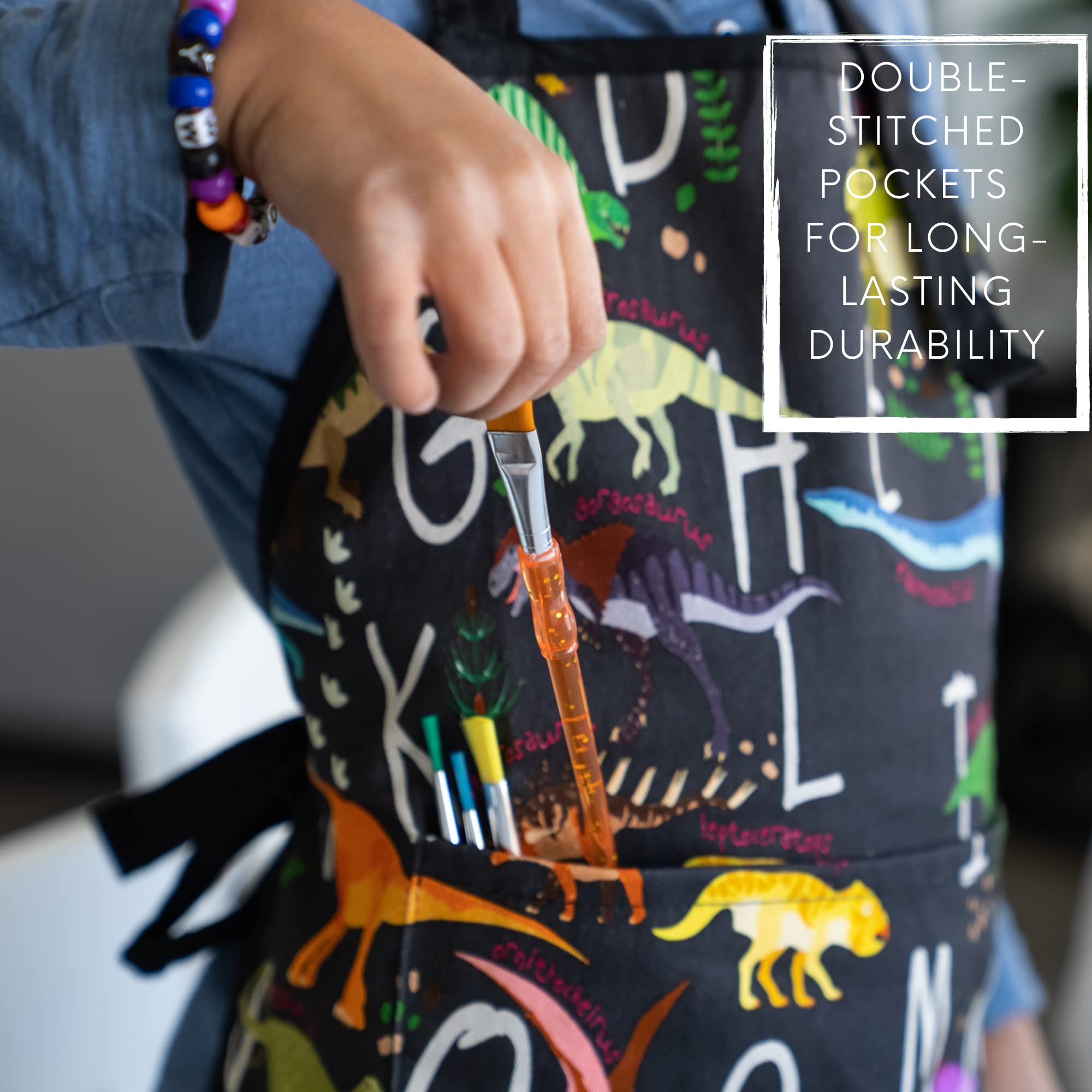 Kids Aprons for Girls and Boys, Toddler Apron with Pocket for Painting, Cooking, Baking, Gardening and Crafts