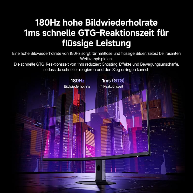 34 Zoll 2K Curved Gaming Monitor, 180Hz,1ms GTG, 1500R, C34WQDA-RGGL