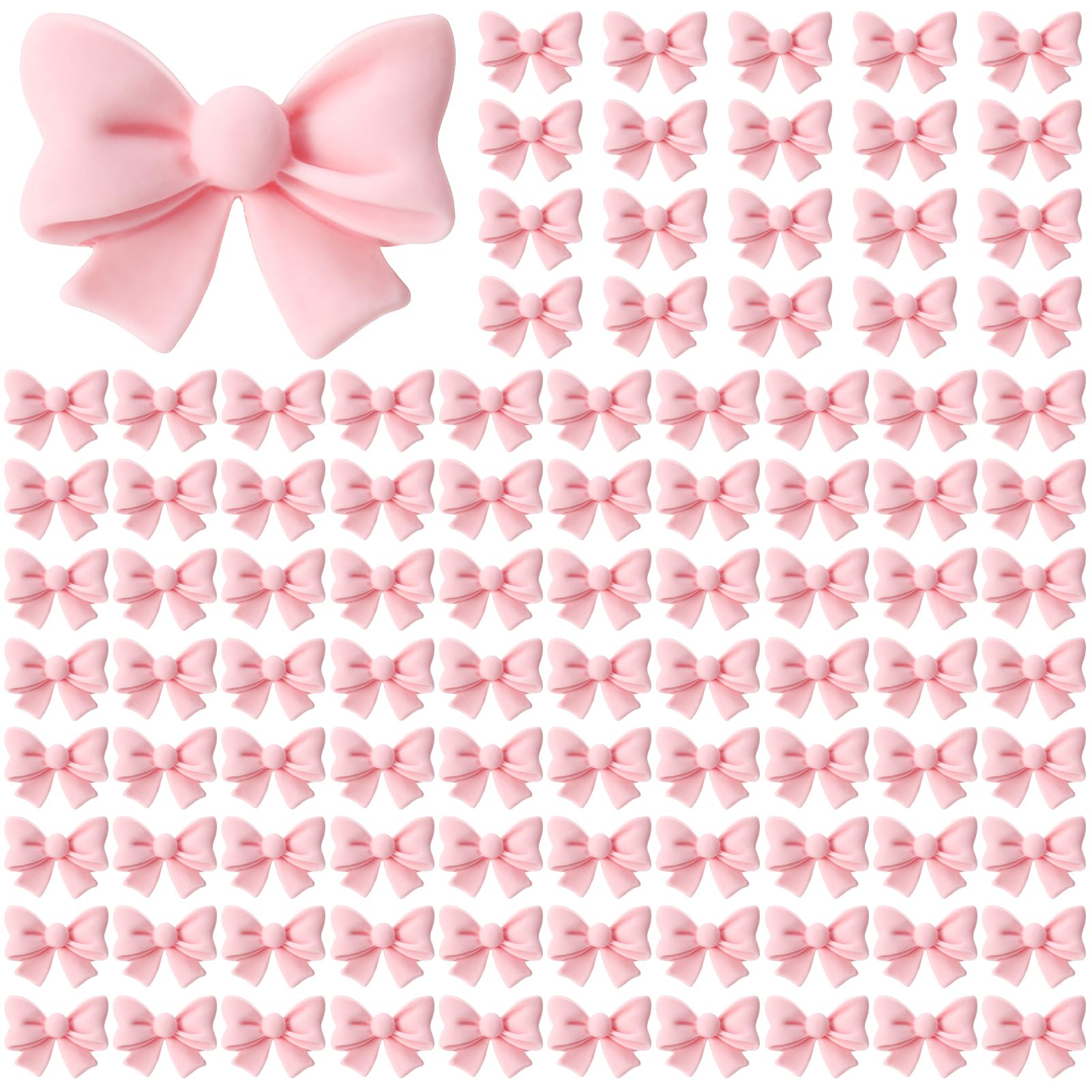 Photo 1 of 100 Pcs Pink Bowknot Cupcake Toppers Glitter Pink Bow Cake Picks Bridal Engagement Wedding Princess Cupcake Toppers for Birthday Party