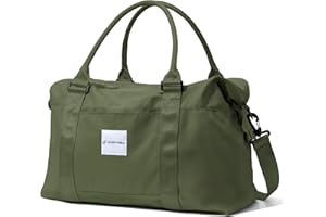 Carrywell (Not Made In China) Travel Duffel Bag, Gym Duffle, Overnight Weekender Bag for Women, Removable Shoulder Strap, Luggage Sleeve and Anti-Theft Pocket (Olive Green)
