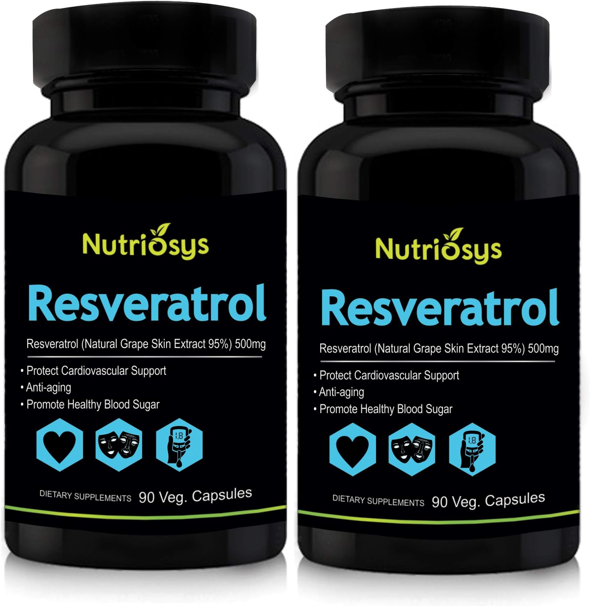 Nutriosys Biotrex Nutraceuticals Nutriosys Resveratrol, 500 mg (90 Veg Capsules) - Pack of 2