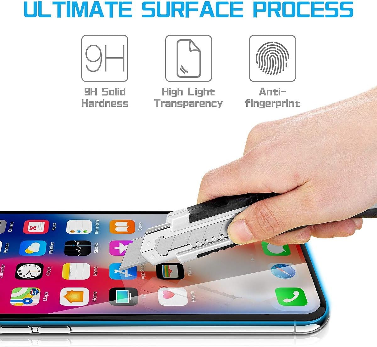 MANTO 3-Pack Screen Protector for iPhone 11 Pro and iPhone Xs X 5.8 Inch Full Coverage Tempered Glass Film Edge to Edge Protection, Black