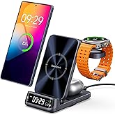 SwanScout 708S 3-in-1 Wireless Charging Station for Samsung S25 Ultra/S25/S24/S23/S22, Foldable Wireless Charger for Galaxy Watch 8 Classic/8/Ultra/7/FE/6/5 (No Adapter)