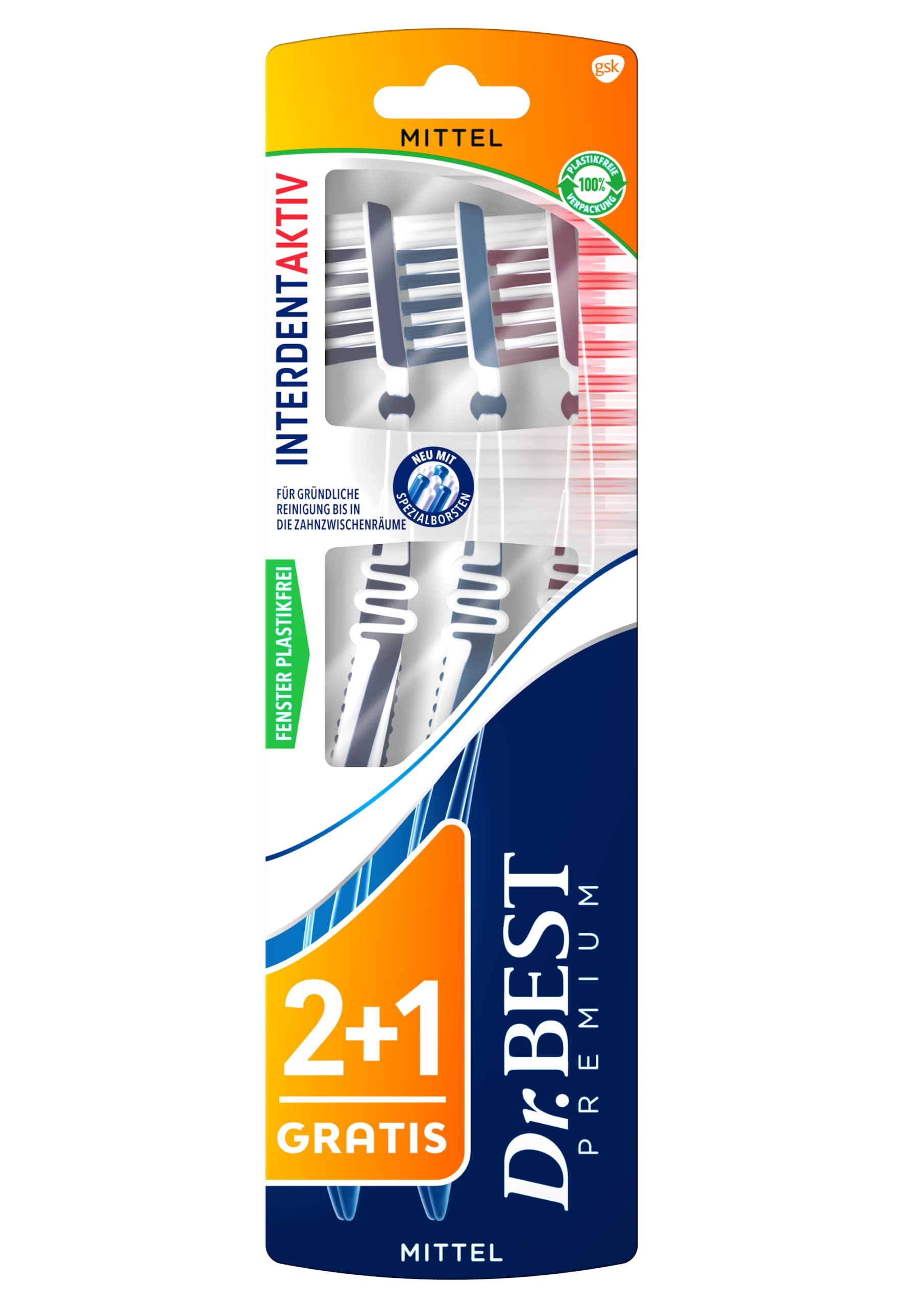 Dr. Best Interdent Active Medium for Thorough Cleaning Between Teeth with Special bristles, 58 g