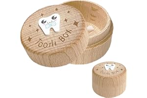 3D Carved Tooth Fairy Pillow Box for Lost Teeth - Wooden Keepsake Storage Box, Unique Birthday Gift for Boys Girls Kids, Baby