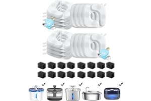 Veken Cat Water Fountain Filters, 16 Pack Replacement Filters & 16 Pack Replacement Pre-Filter Sponges Set for 67oz, 95oz, 13