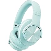 Picun B8 Bluetooth Over Ear Headphones, 120H Playtime with 3 EQ Modes, Low Latency, Hands-Free Calls, Deep Bass for Travel, Home, Office & PC (Cyan)
