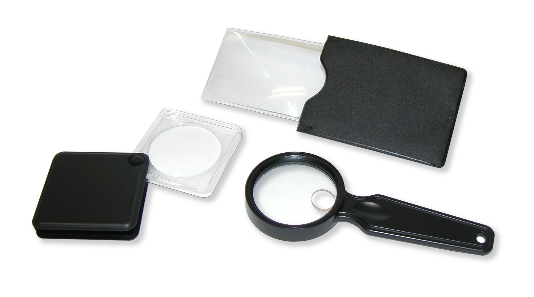Carson ValuePack - Set of 3 Compact Magnifiers (Handheld, Credit Card, Flip-Open) — image 1