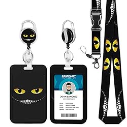 Onevenvi Black Cat Lanyard - Retractable ID Badge