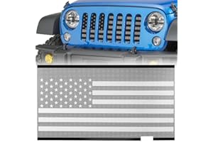 moveland Front Grill Grille Insert - Aluminum Alloy Mesh Grill Insert Screen Compatible with 2007-2018 Jeep Wrangler JK JKU (with US Flag)