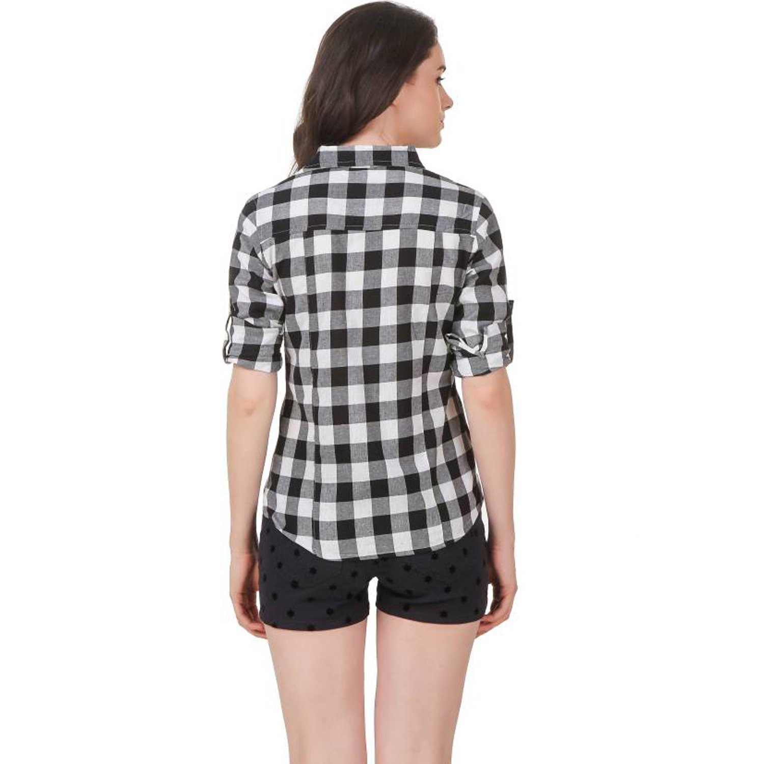 women's white and black casual checkered shirt by adiba