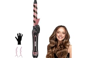 MESCOMB Rotating Curling Iron 1 Inch - Dual Voltage Automatic Hair Curler for All Hair Types, Fast Heating & Easy-to-Use Effortless with LCD Display 250°F-450°F for Lasting Beach Waves