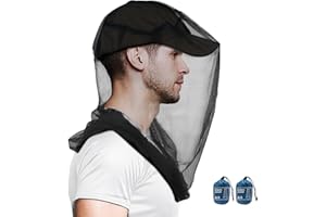 Mosquito Head Net for Insects, 2 Pack, Premium Bug Net for Head, Fly & Bug Protection | Ultra Large & Long, Finest Holes for 