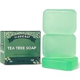 Cloudsoap Tea Tree Soap Bars – Refreshing Botanical Cleanser with Natural Oils – Gentle, Moisturizing Bar for Daily Use on Sensitive & Dry Skin – Luxury Gift Idea (3 Pack, 3.1 oz Each)