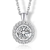 MomentWish Necklace for Women, Sparkling Gift for Her, 1Carat Moissanite Heart Pendent for Her, 925 Sterling Silver Dance Necklace for Anniversary Christmas Valentines