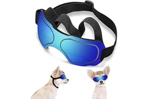 OUTAMATEUR Small Dog Goggles, UV Protection Sunglasses for Small to Medium Breed Dog, Snow-Proof Windproof Goggles with Flexible Straps for Puppy Dogs (Blue)