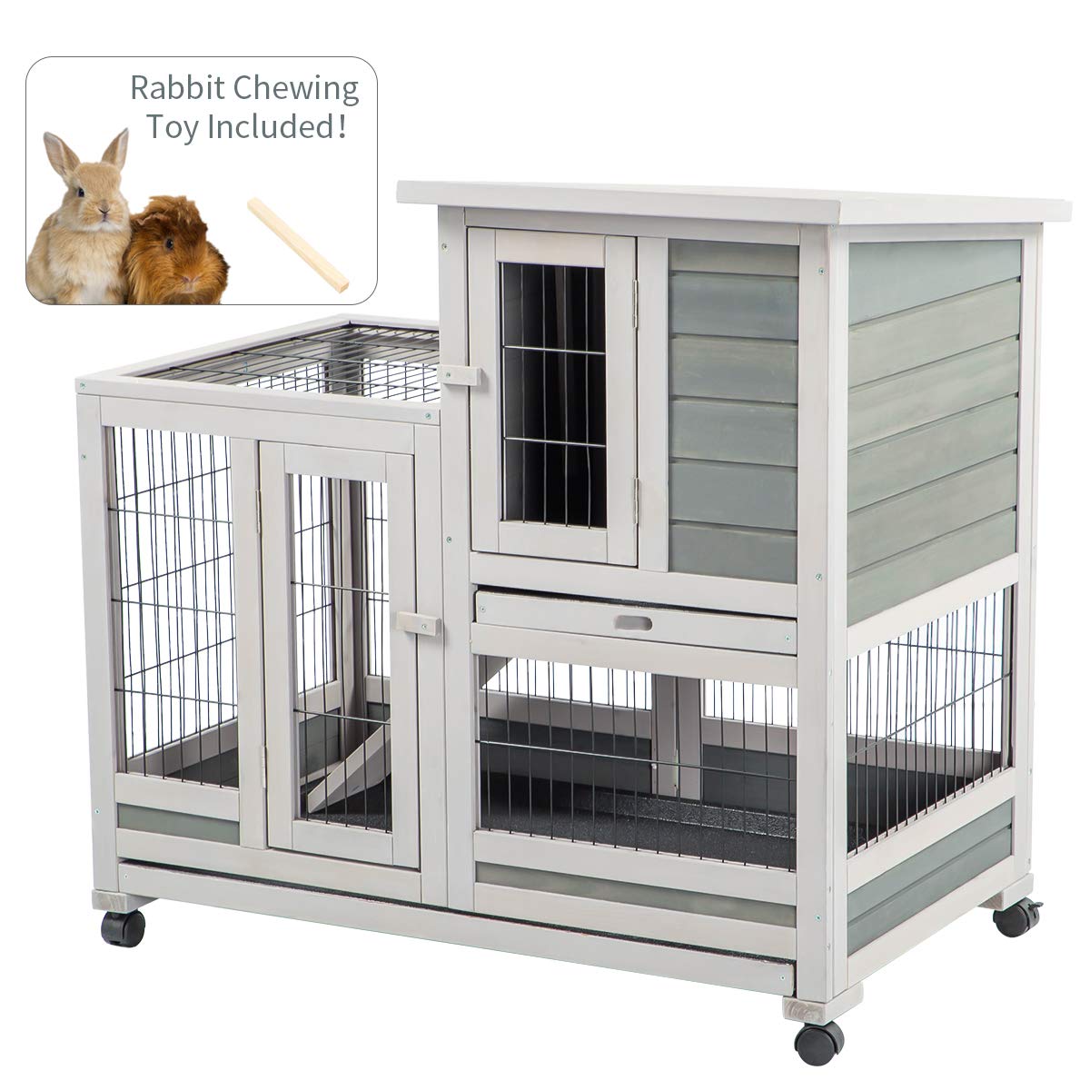 rabbit chewing on cage